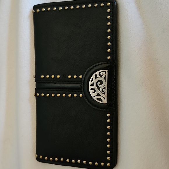 BRIGHTON Black Leather Studded Checkbook Cardholder Wallet - Picture 2 of 14
